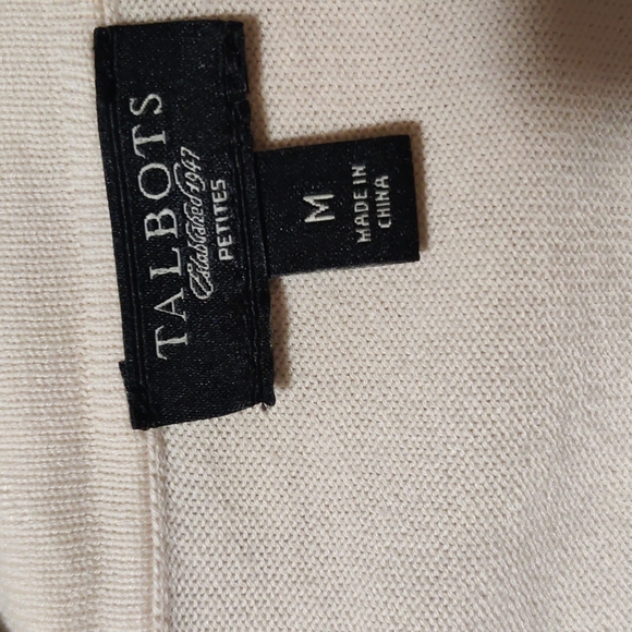 Talbots medium Ivory sequined short sleeve button down v-neck cardigan cotton - Picture 3 of 5